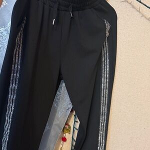 Black Velvet Pants set bling